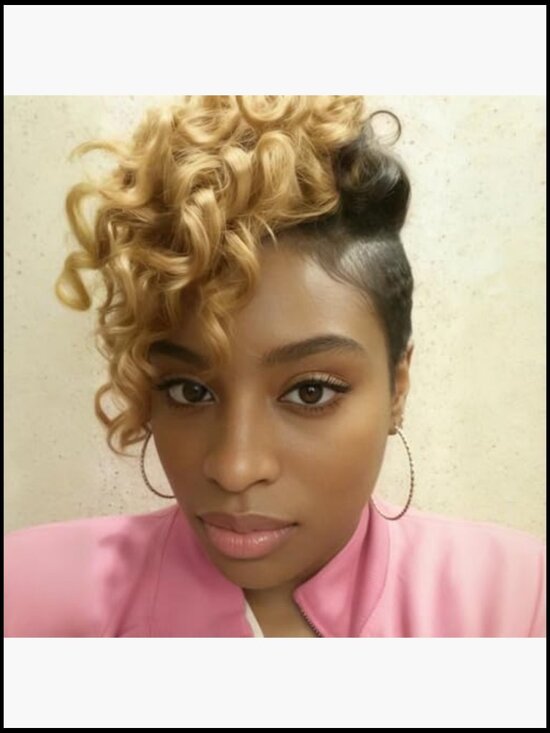 Short Pixie Cut Wig Human Hair Ombre Curly Bob with Side Bangs Glueless Full main image 4